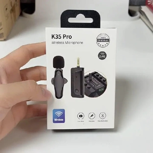 K35 Pro Dual Mic Wireless Lavalier Microphone for 3.5mm Supported Devices