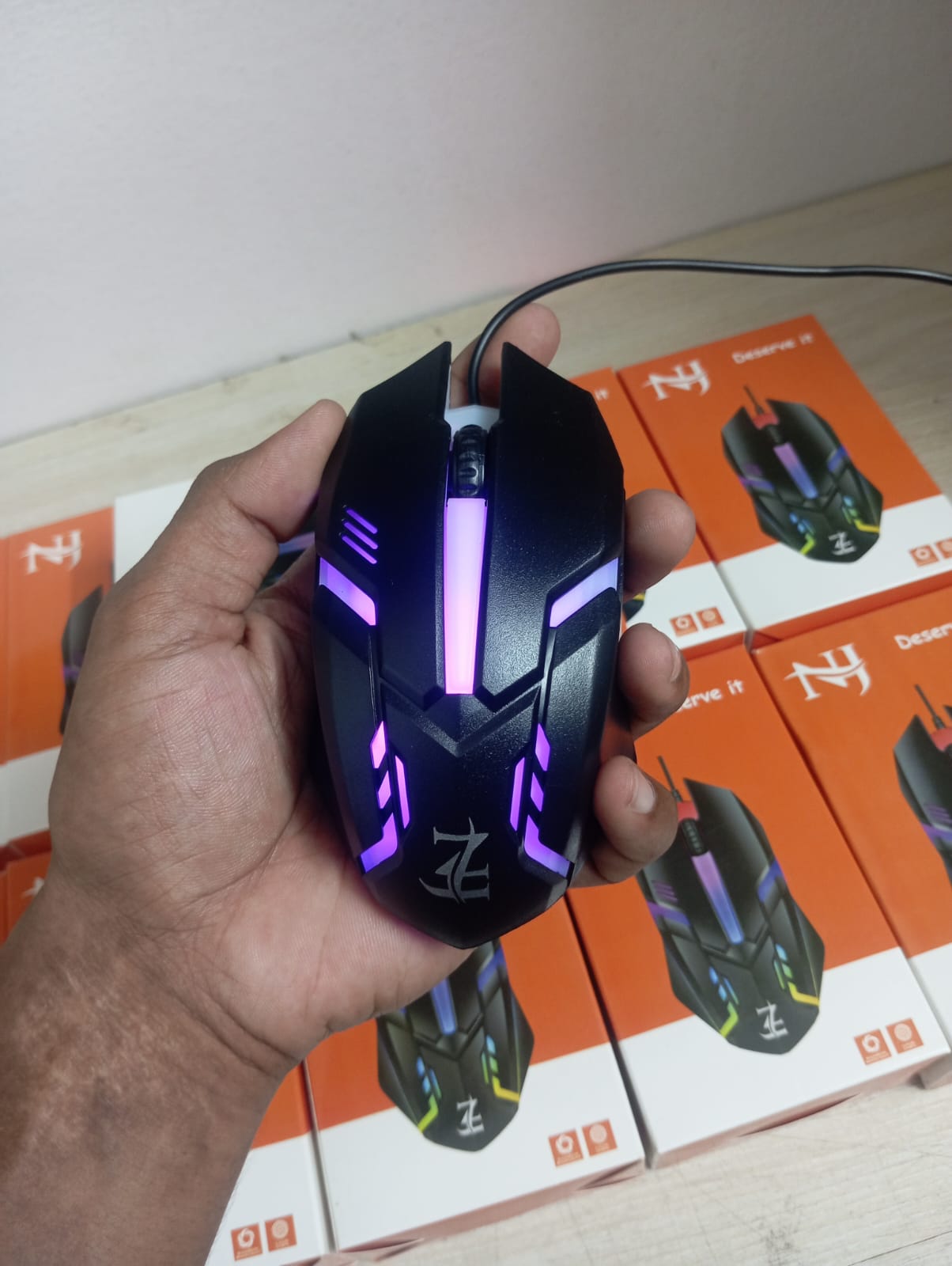 NJ ARGB Gaming Mouse | 7-Color RGB Lighting | Wired USB | Ergonomic Design | PC & Laptop
