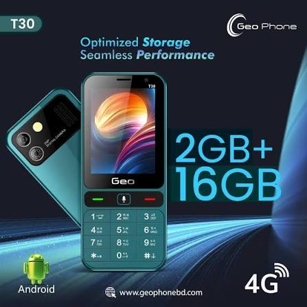Geo T30 4G Smart Feature Phone | 2.8" Touch Display | Dual SIM | Android 11 | 2700mAh Battery