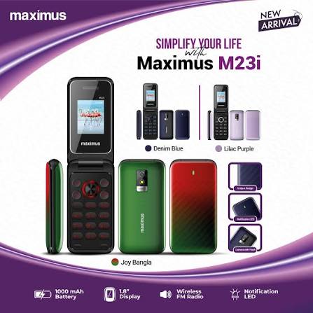 Maximus M23i Folding Phone | Dual SIM | 1.8" Display | Wireless FM | Camera | Long Battery